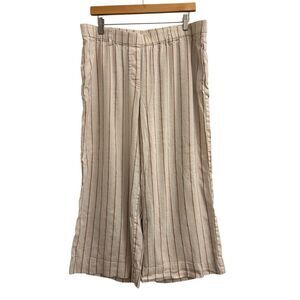 J. Jill linen wide-leg cropped pull on pants size L neutral boho Lagenlook nauti